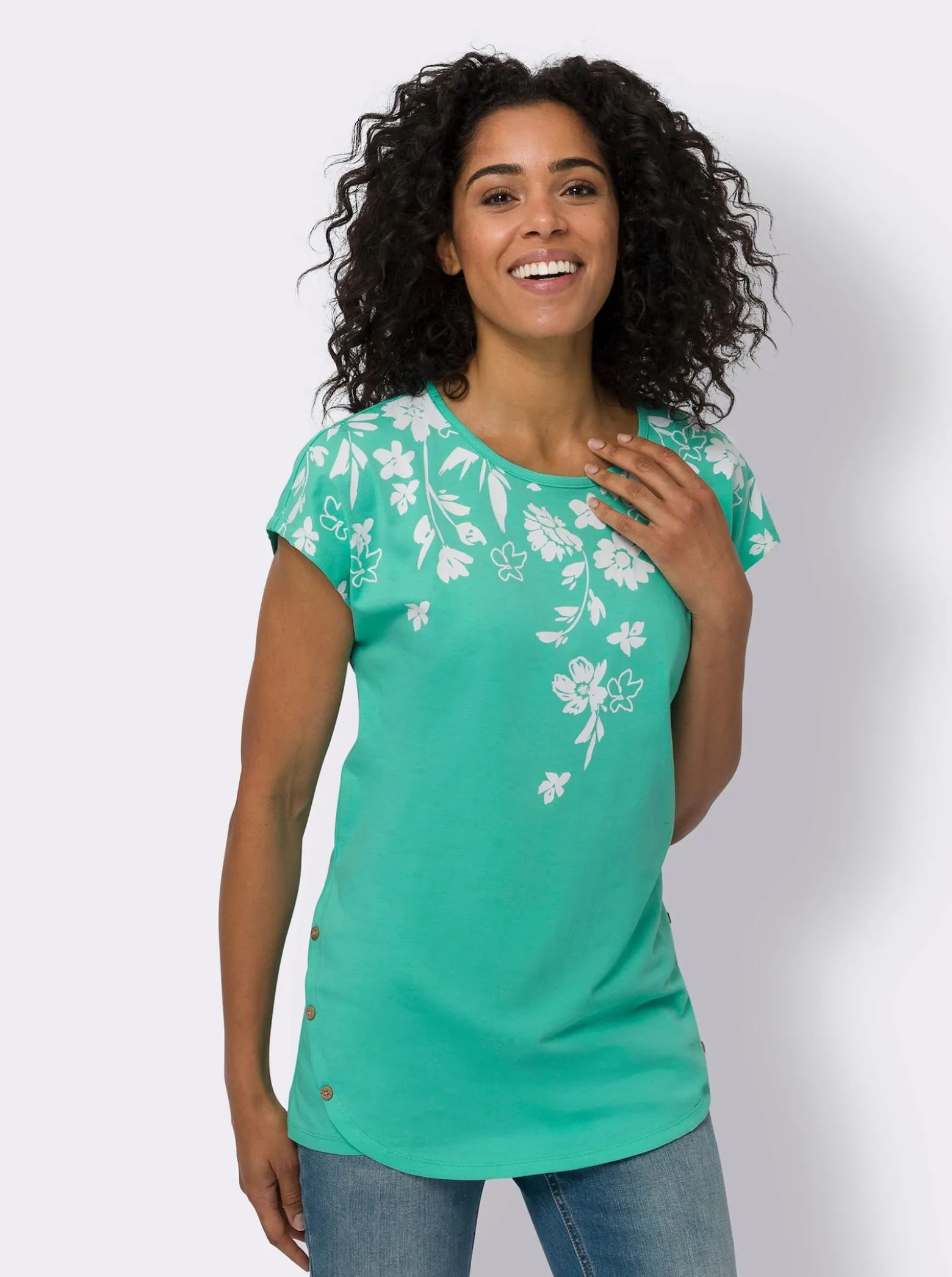 Longshirt mit Zierknöpfen