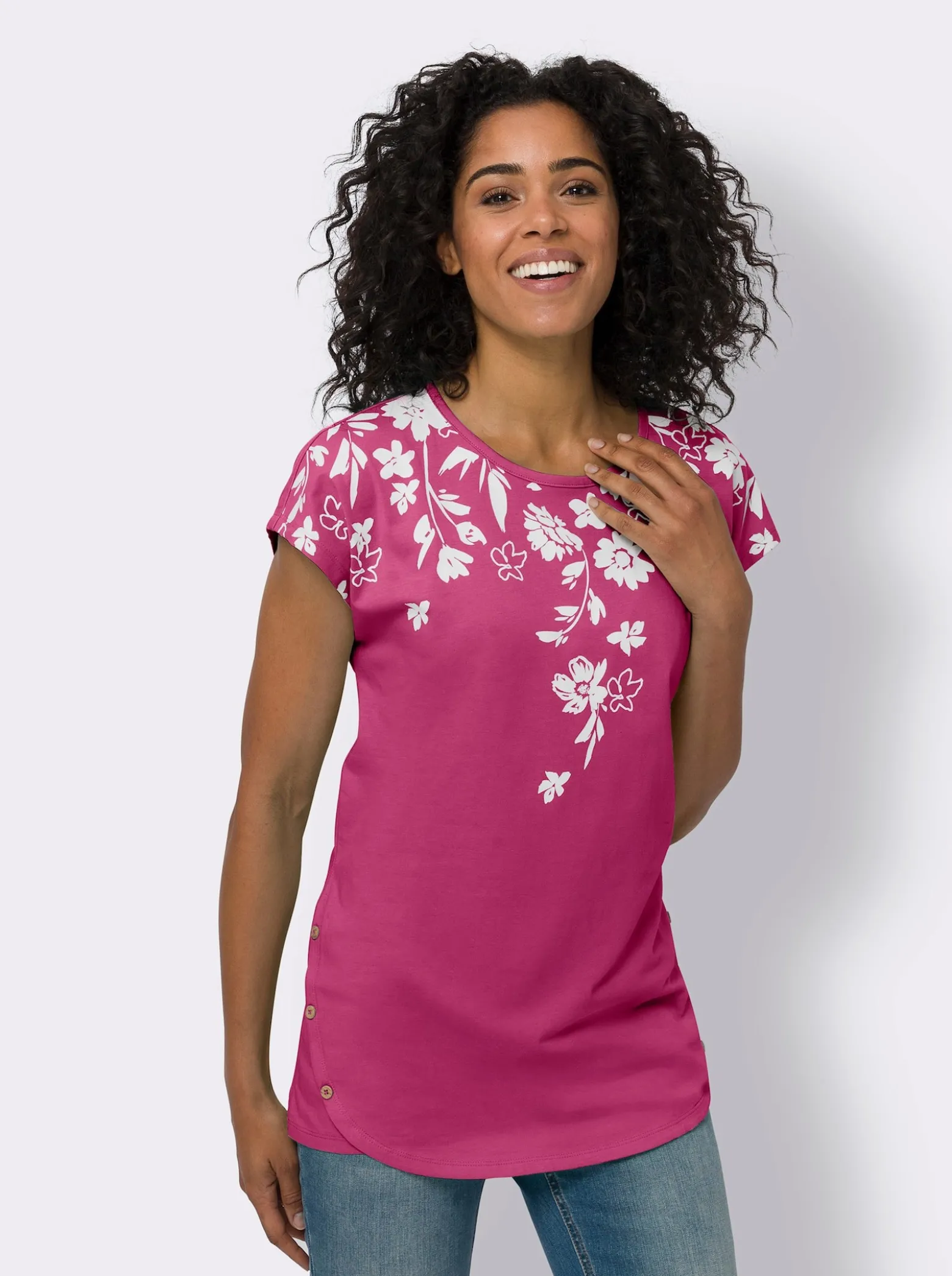 Longshirt mit Zierknöpfen