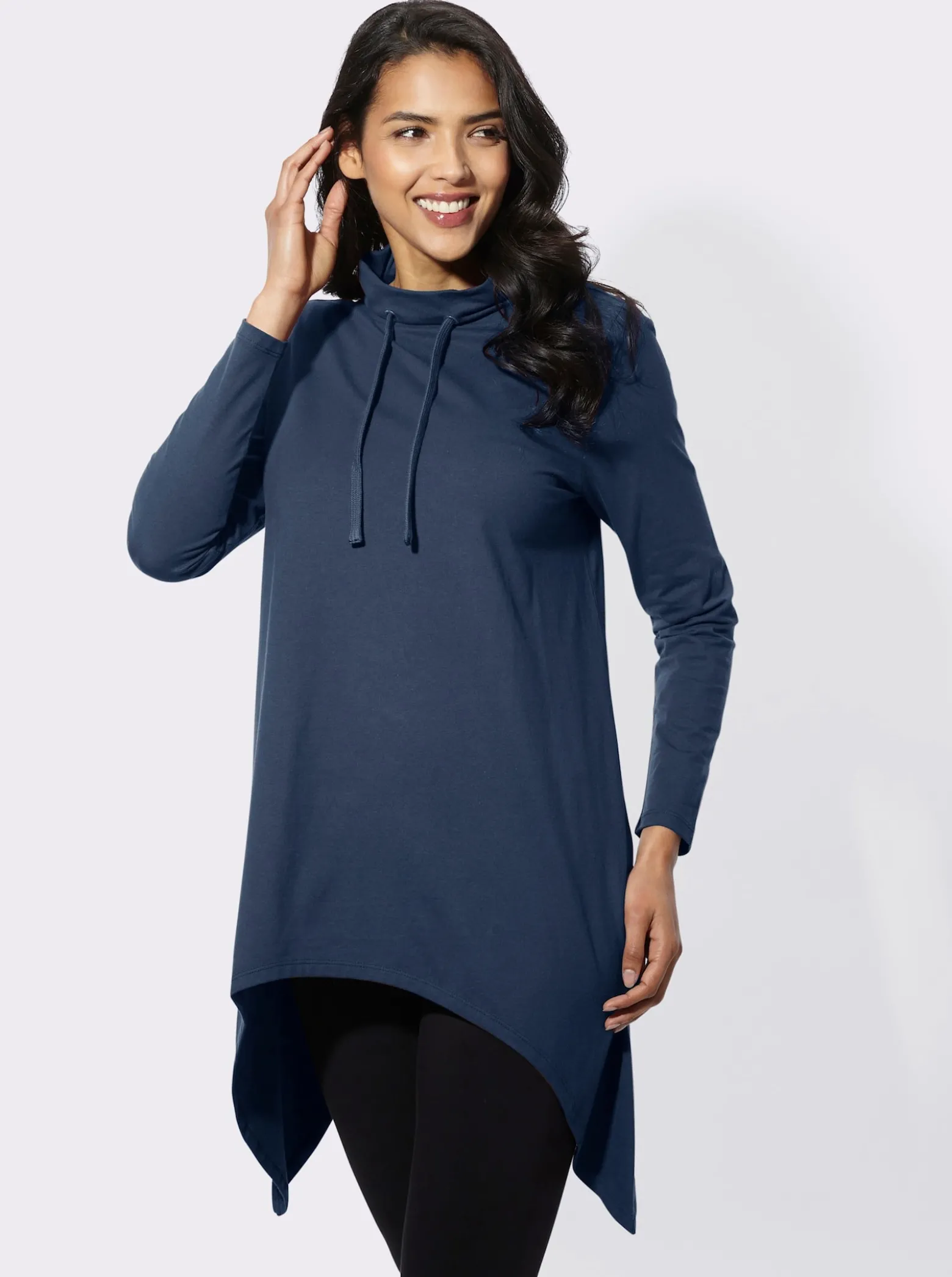 Longshirt mit zipfeligem Saum
