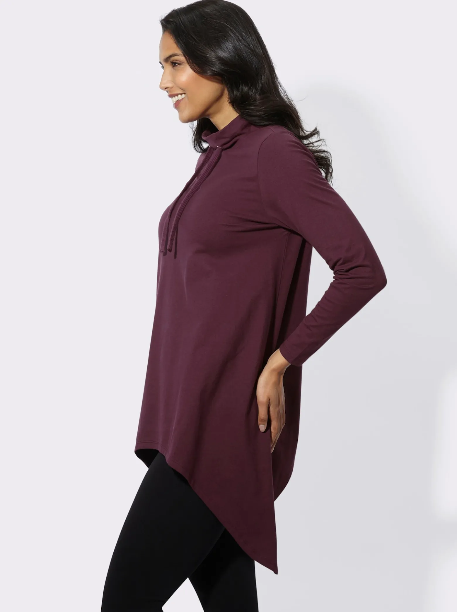 Longshirt mit zipfeligem Saum