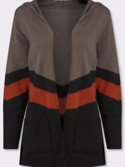 Longstrickjacke im Color-Blocking-Dessin
