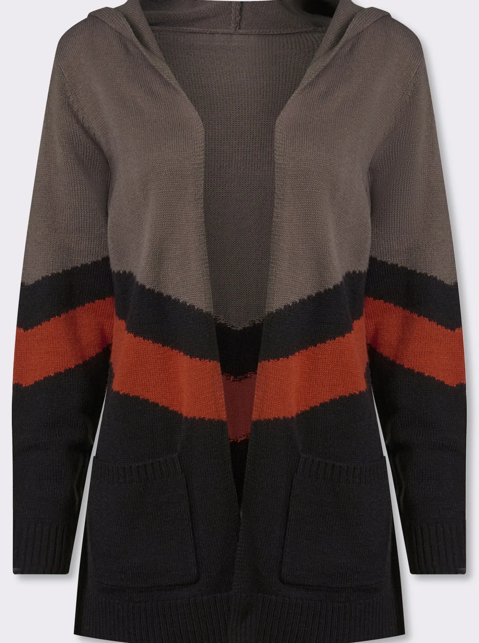 Longstrickjacke im Color-Blocking-Dessin