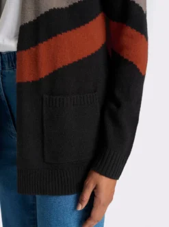 Longstrickjacke im Color-Blocking-Dessin