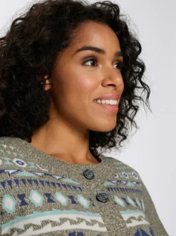 Longstrickjacke im Norweger-Muster