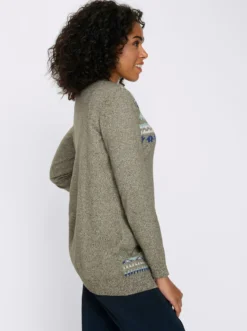 Longstrickjacke im Norweger-Muster