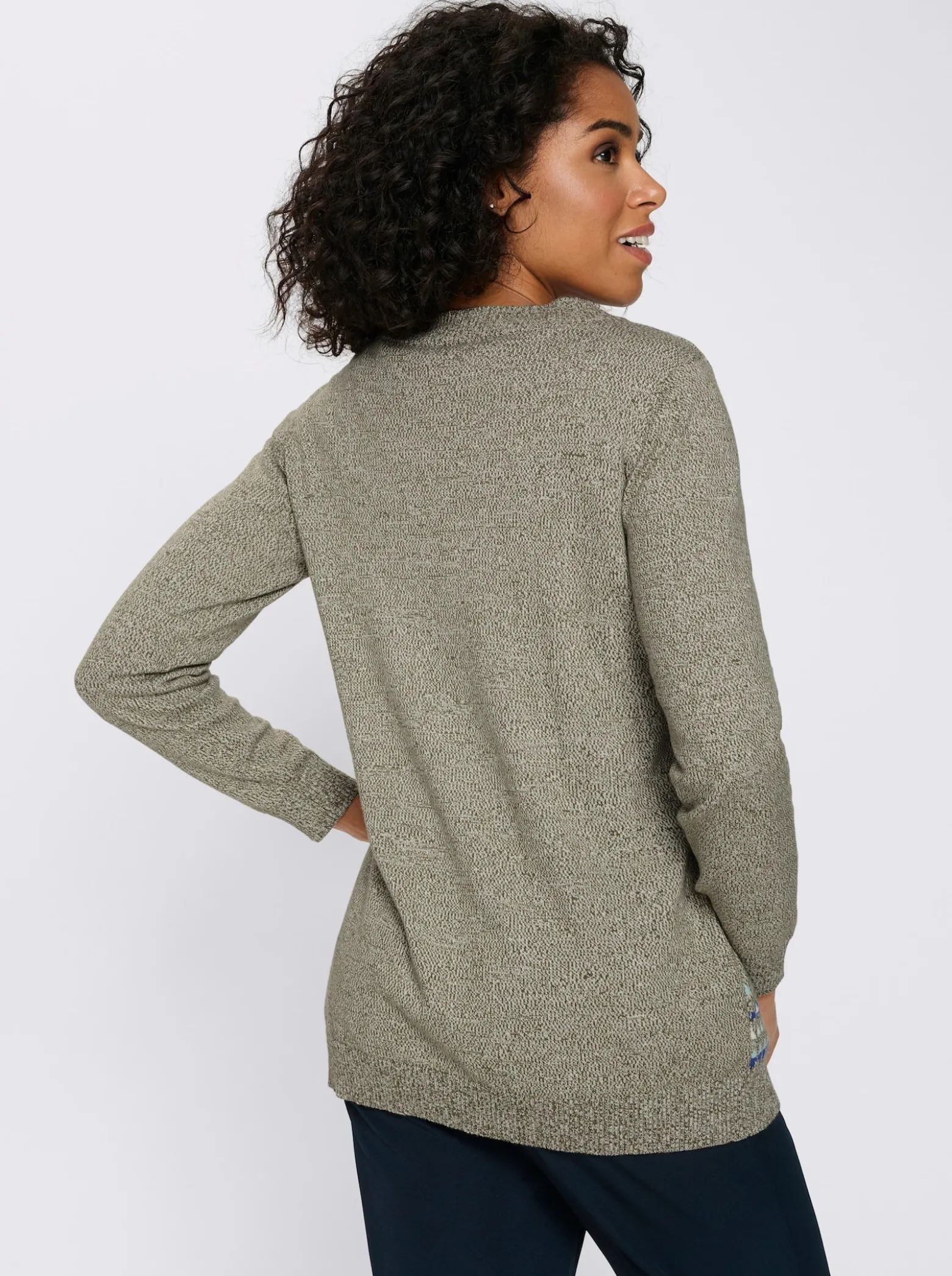 Longstrickjacke im Norweger-Muster