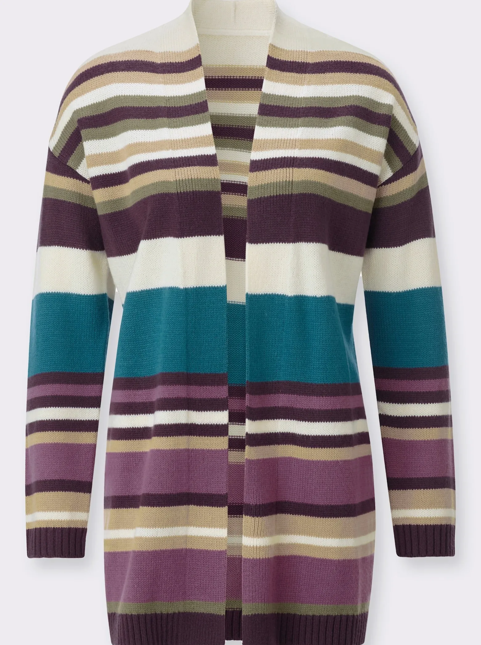 Longstrickjacke im Streifenmuster