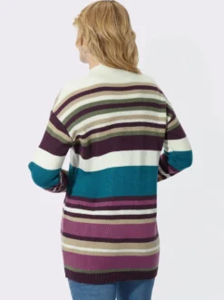 Longstrickjacke im Streifenmuster