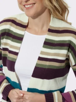 Longstrickjacke im Streifenmuster