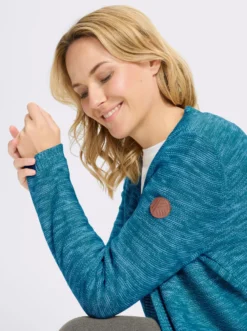 Longstrickjacke in Melange-Optik, pflegeleicht