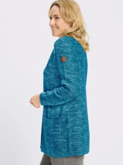 Longstrickjacke in Melange-Optik, pflegeleicht