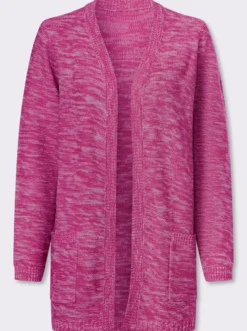 Longstrickjacke in Melange-Optik, pflegeleicht