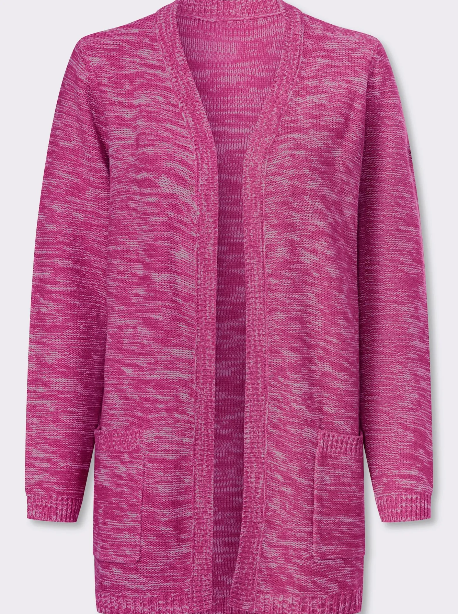 Longstrickjacke in Melange-Optik, pflegeleicht
