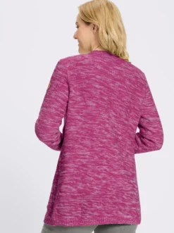 Longstrickjacke in Melange-Optik, pflegeleicht