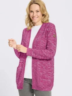 Longstrickjacke in Melange-Optik, pflegeleicht