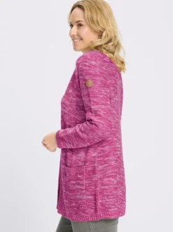 Longstrickjacke in Melange-Optik, pflegeleicht