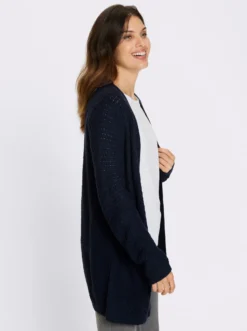 Longstrickjacke in offener Form