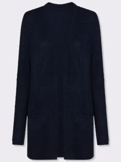 Longstrickjacke in offener Form