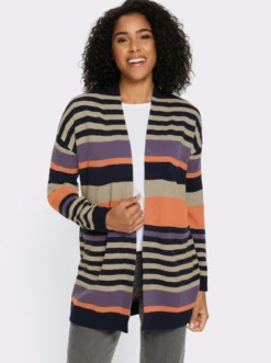 Longstrickjacke in offener Form