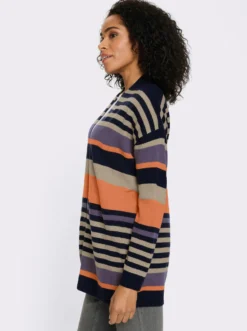 Longstrickjacke in offener Form