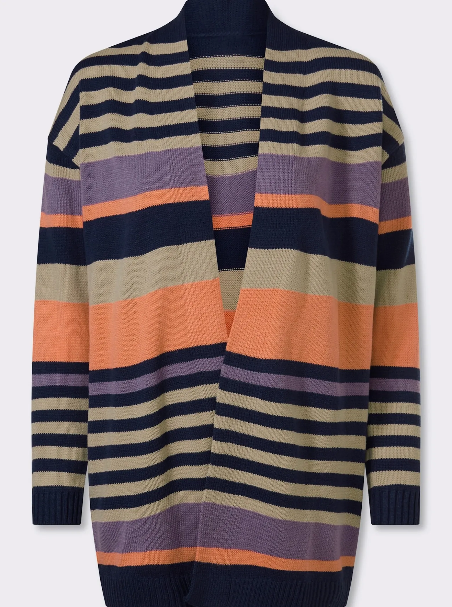 Longstrickjacke in offener Form