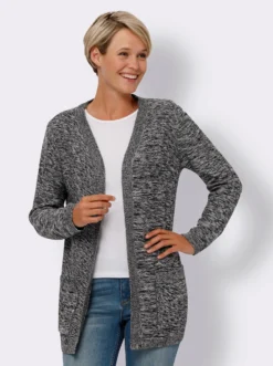 Longstrickjacke in offener Form