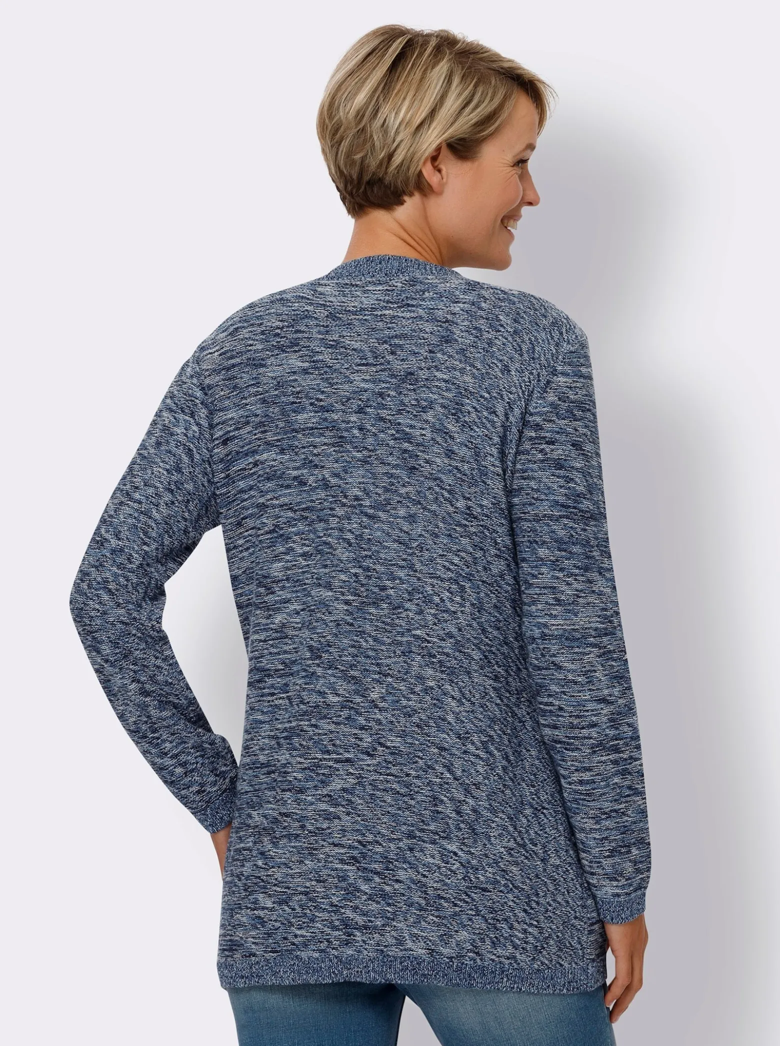 Longstrickjacke in offener Form