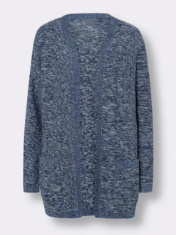 Longstrickjacke in offener Form