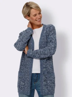 Longstrickjacke in offener Form
