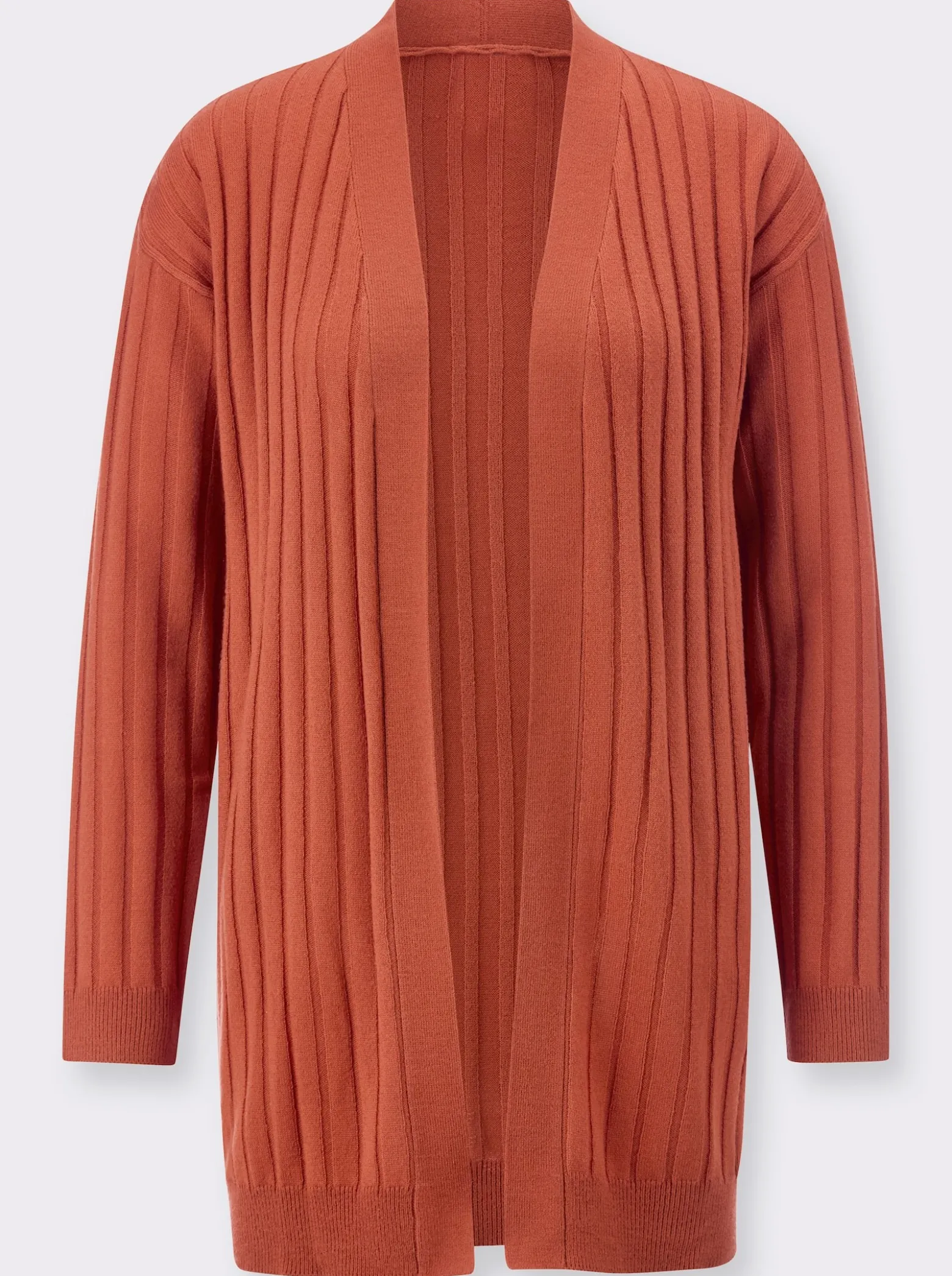 Longstrickjacke in Rippen-Optik
