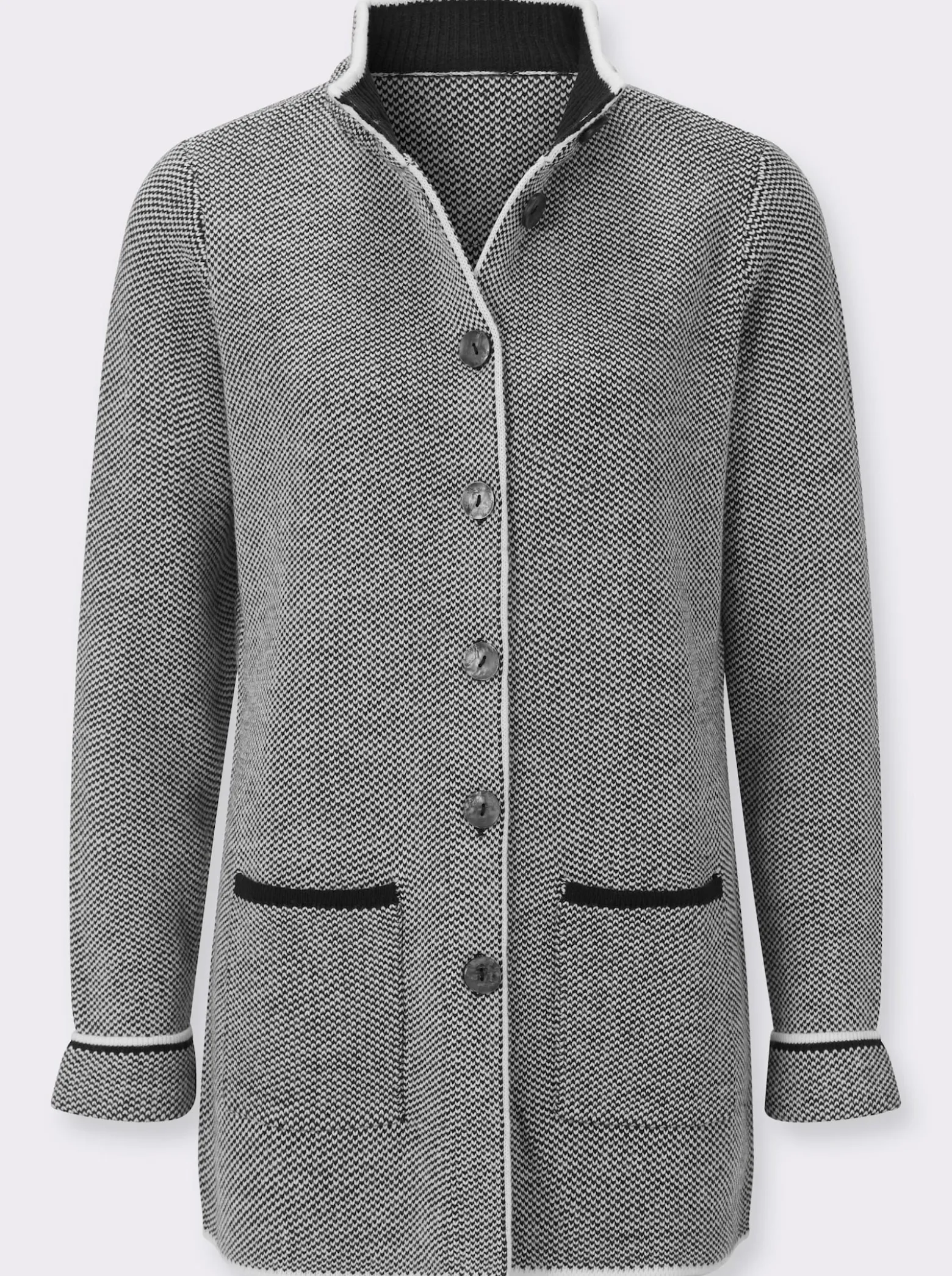 Longstrickjacke in Salz- & Pfeffer-Optik