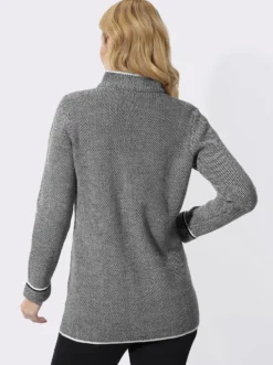 Longstrickjacke in Salz- & Pfeffer-Optik