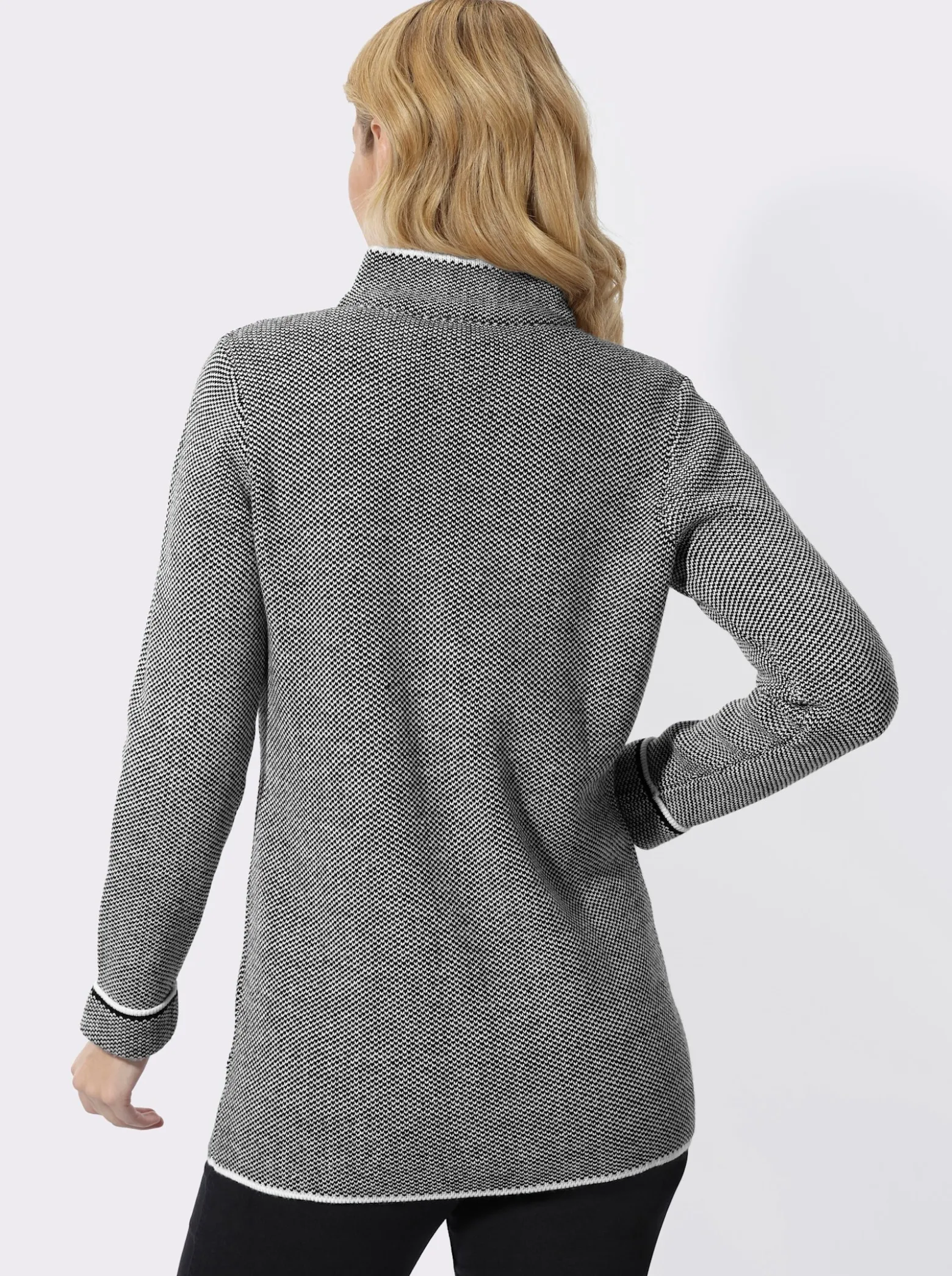 Longstrickjacke in Salz- & Pfeffer-Optik
