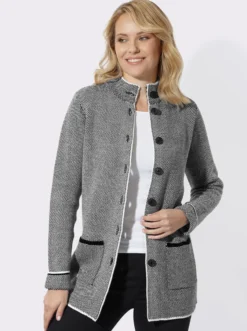 Longstrickjacke in Salz- & Pfeffer-Optik