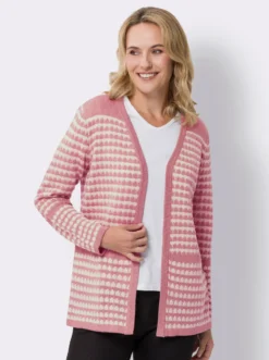 Longstrickjacke in Streifen-Optik