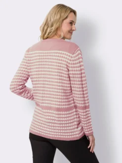 Longstrickjacke in Streifen-Optik