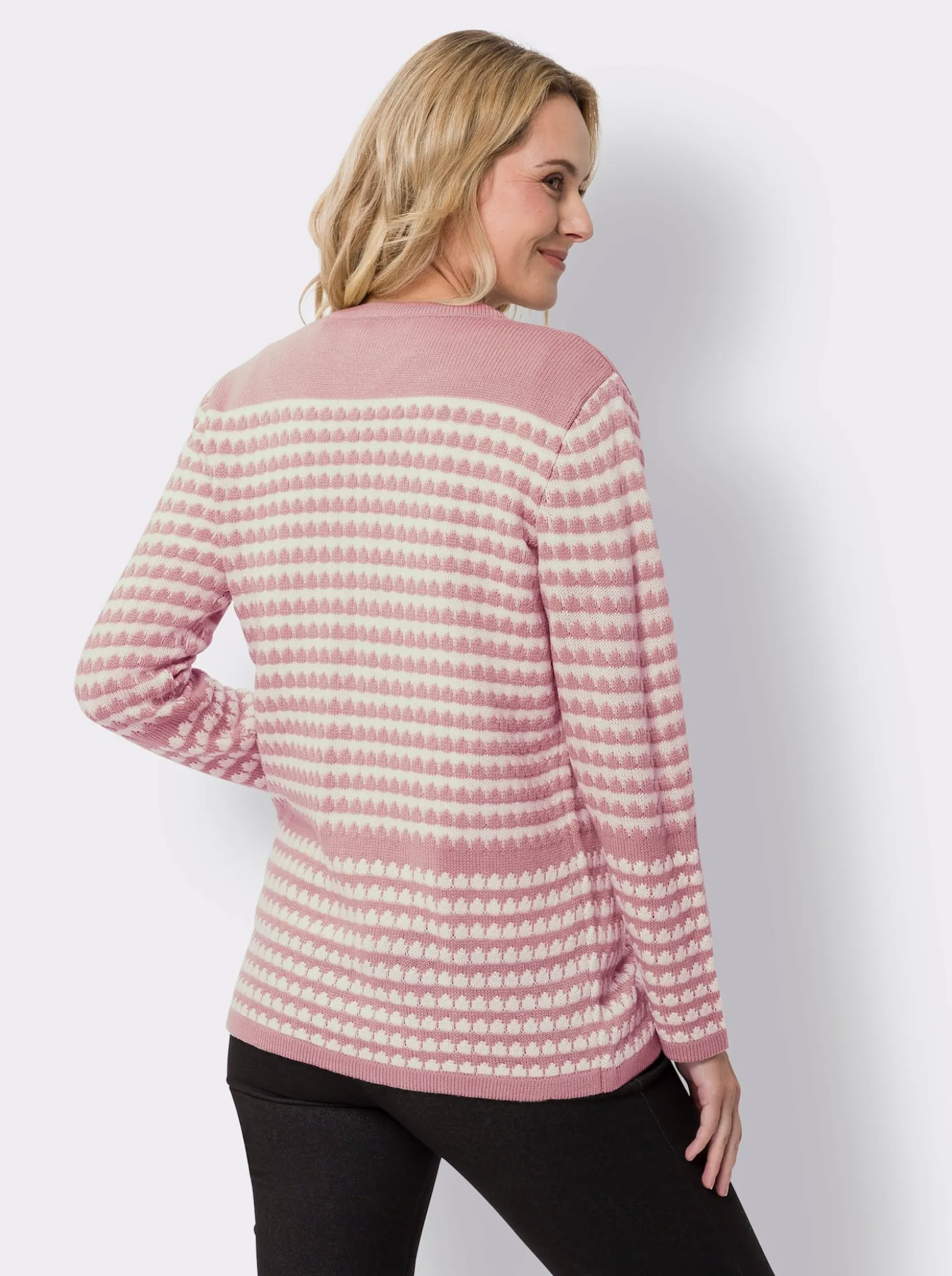 Longstrickjacke in Streifen-Optik