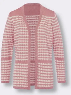 Longstrickjacke in Streifen-Optik