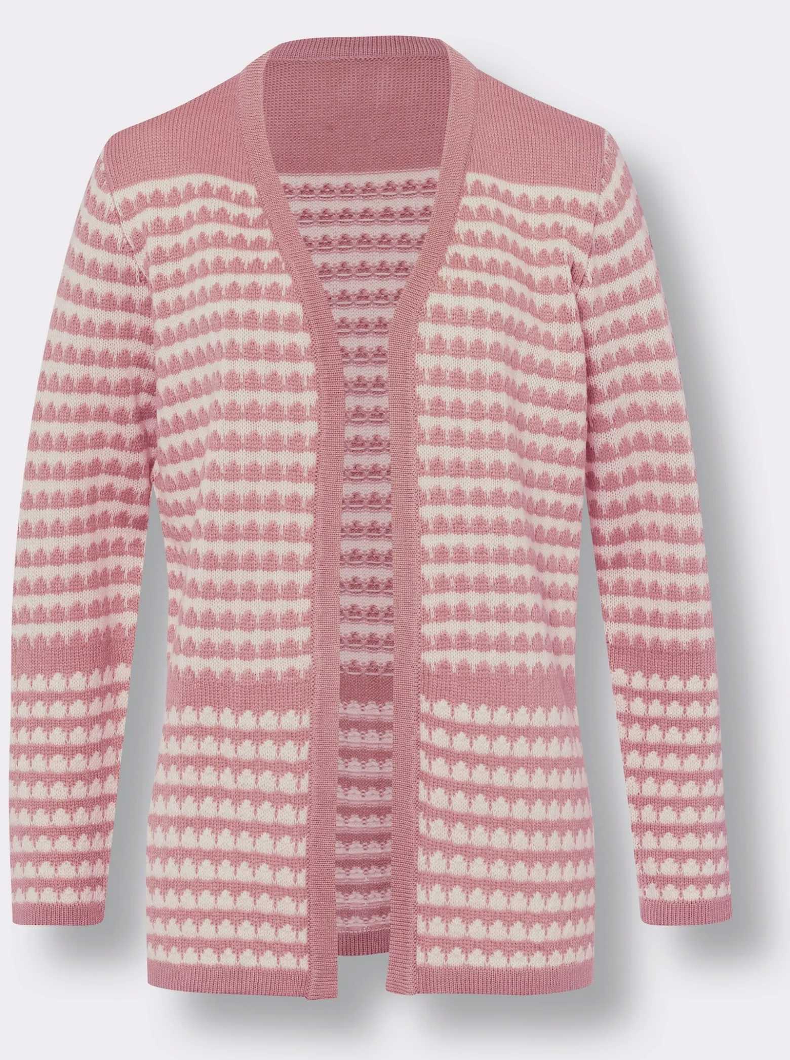 Longstrickjacke in Streifen-Optik