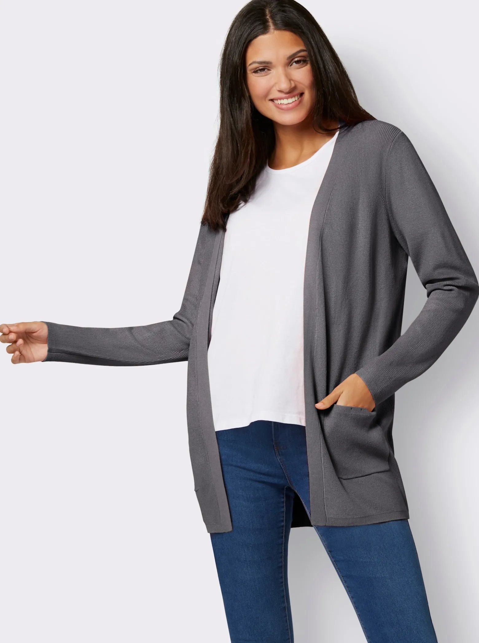 Longstrickjacke in Viskose-Qualität