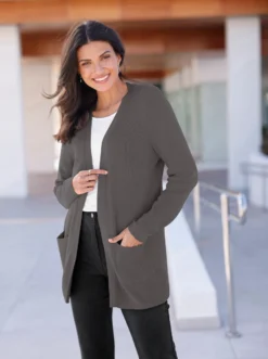Longstrickjacke in Viskose-Qualität
