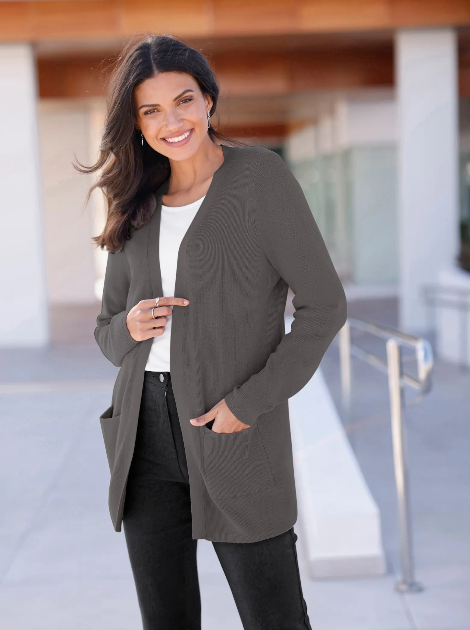 Longstrickjacke in Viskose-Qualität