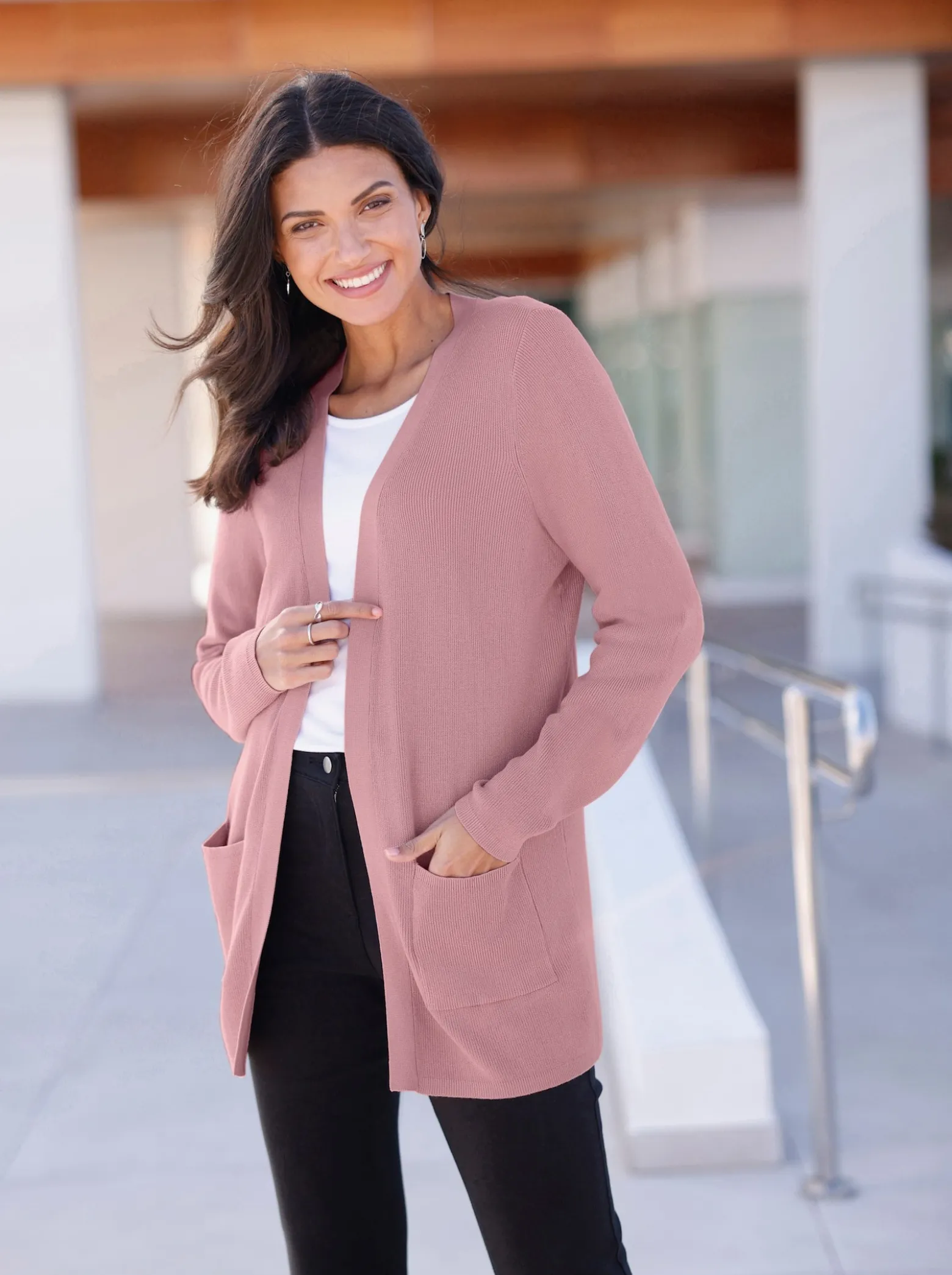 Longstrickjacke in Viskose-Qualität