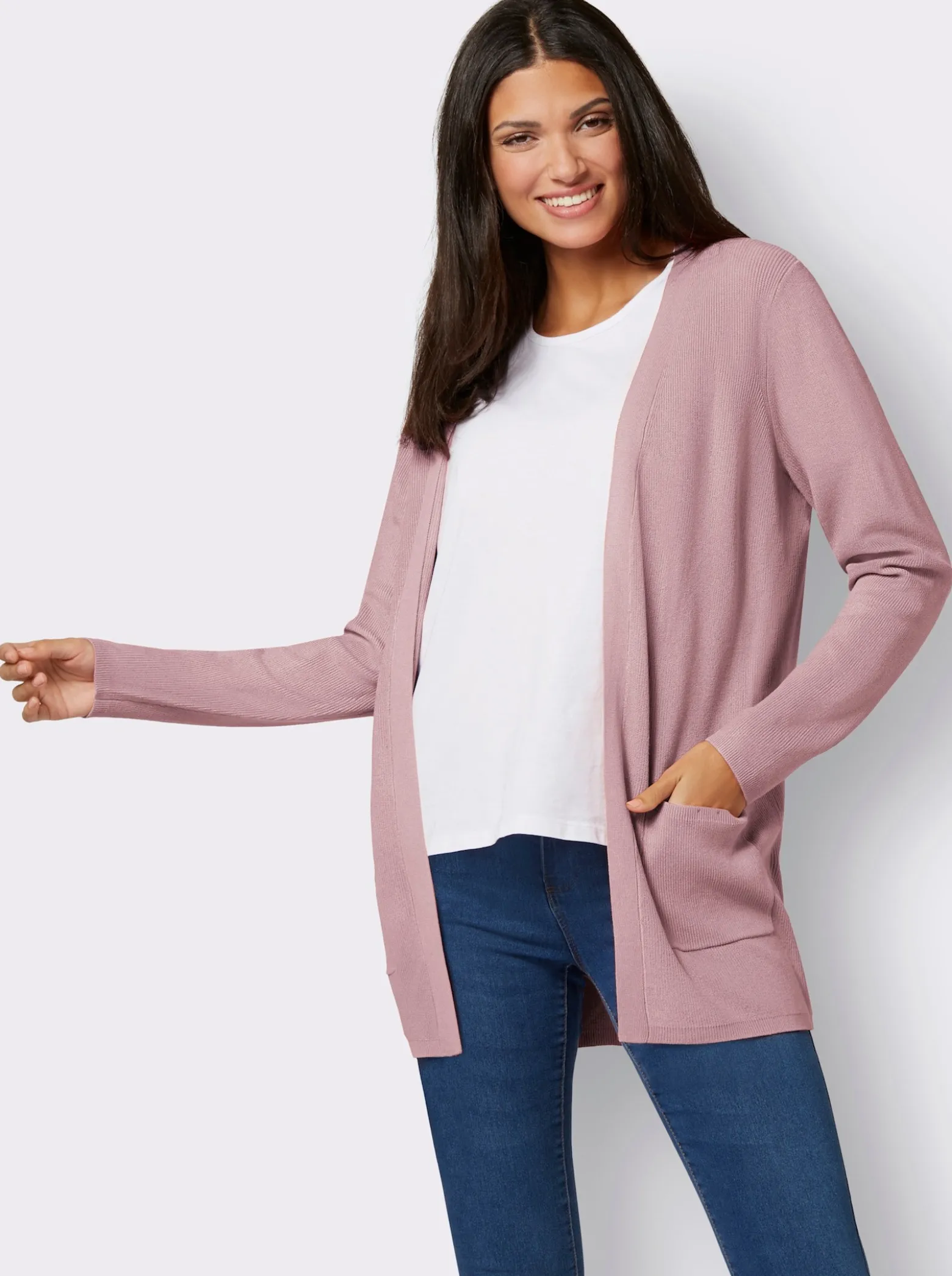 Longstrickjacke in Viskose-Qualität