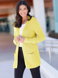 Longstrickjacke in Viskose-Qualität