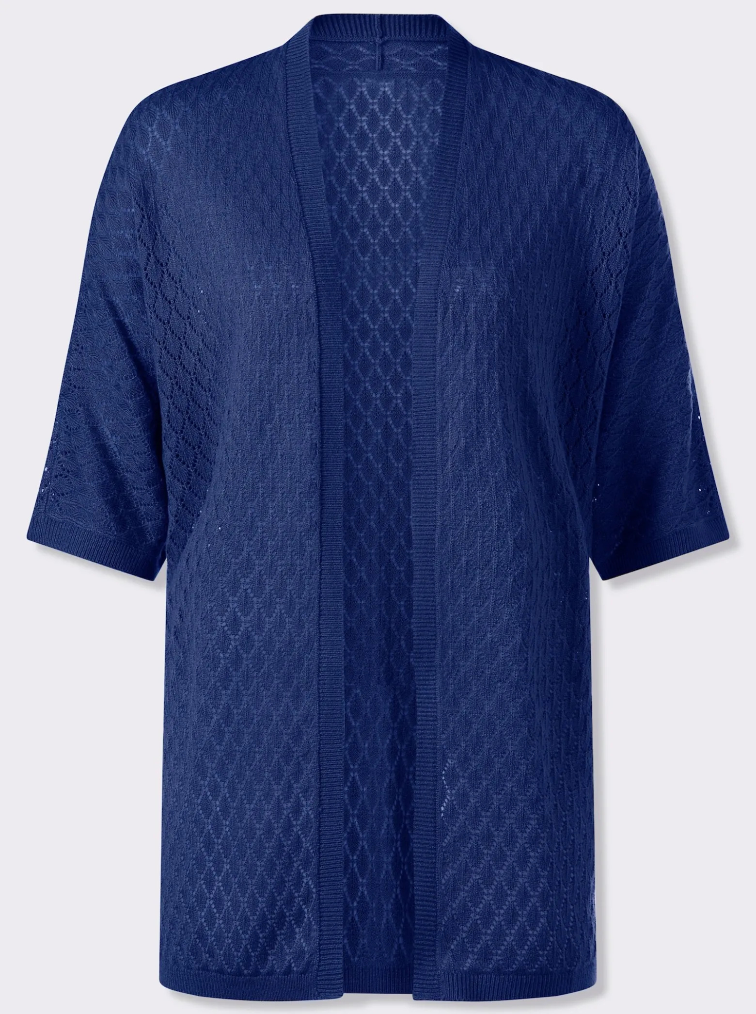 Longstrickjacke mit Ajour-Muster