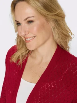 Longstrickjacke mit Ajour-Muster
