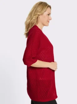 Longstrickjacke mit Ajour-Muster