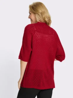 Longstrickjacke mit Ajour-Muster