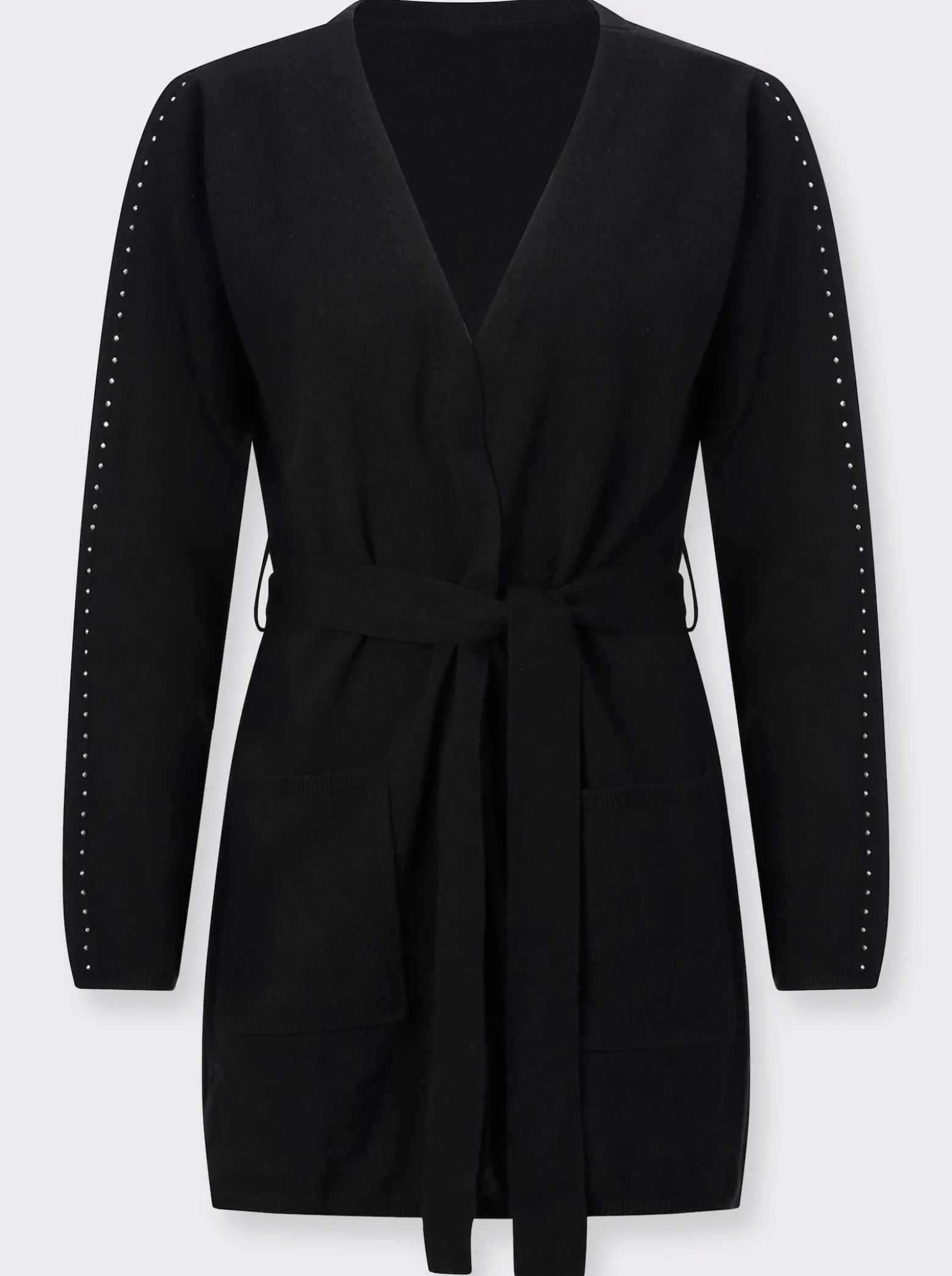 Longstrickjacke mit Bindegürtel